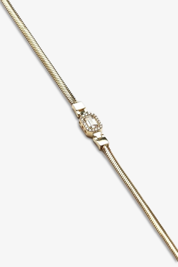 Gold Baget Taşlı Altın Bileklik