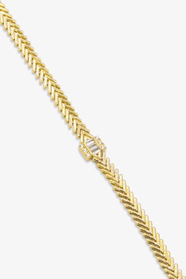 Gold Baget Taşlı Altın Bileklik