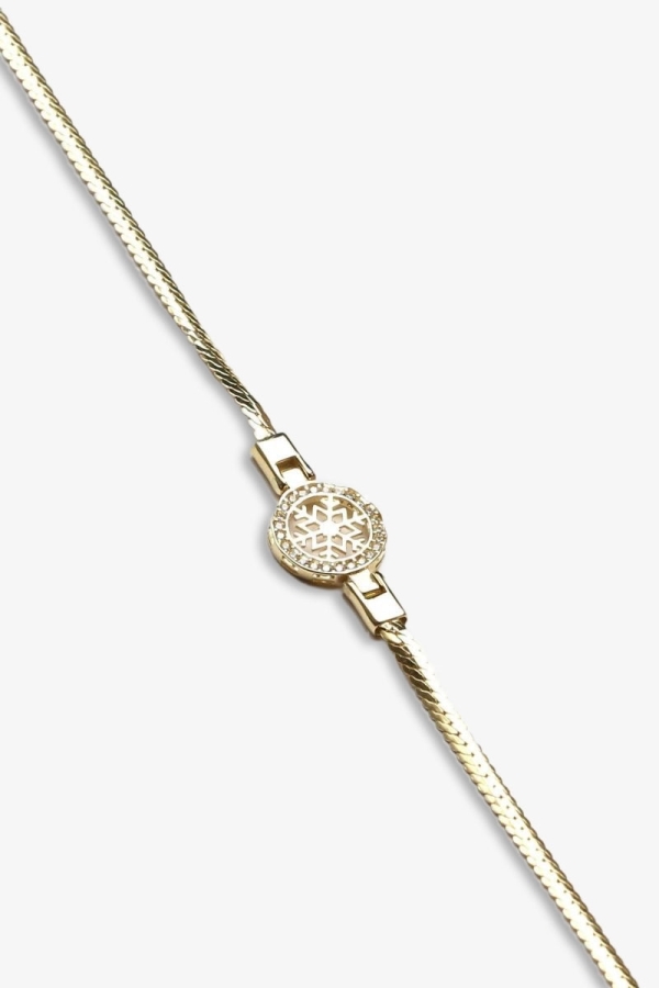 Gold Taşlı Kar Tanesi Altın Bileklik