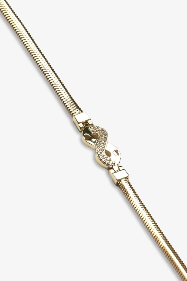 Gold Taşlı Sonsuzluk Altın Bileklik