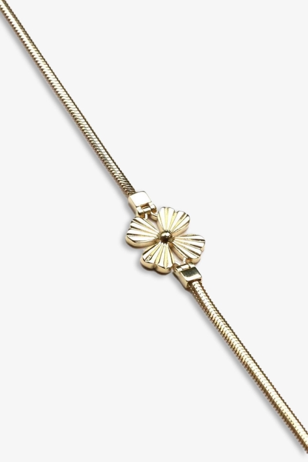 Gold Yonca Desenli Altın Bileklik