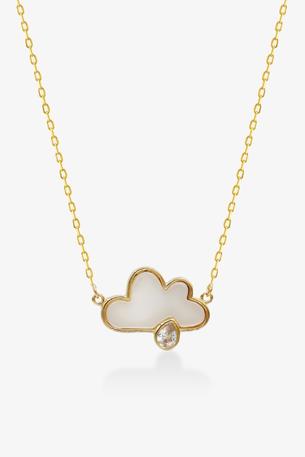 Gold Hayal Bulutu Sedef Altın Kolye