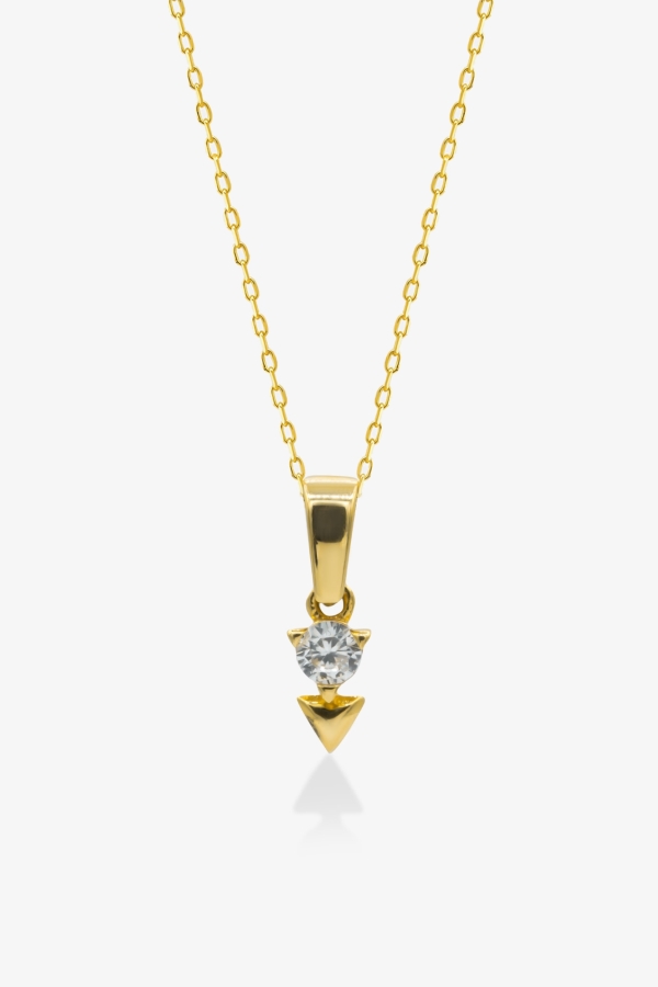 Gold Taşlı Ok Altın Kolye