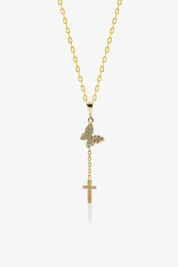 Gold Kelebek Tasarımlı Altın Kolye