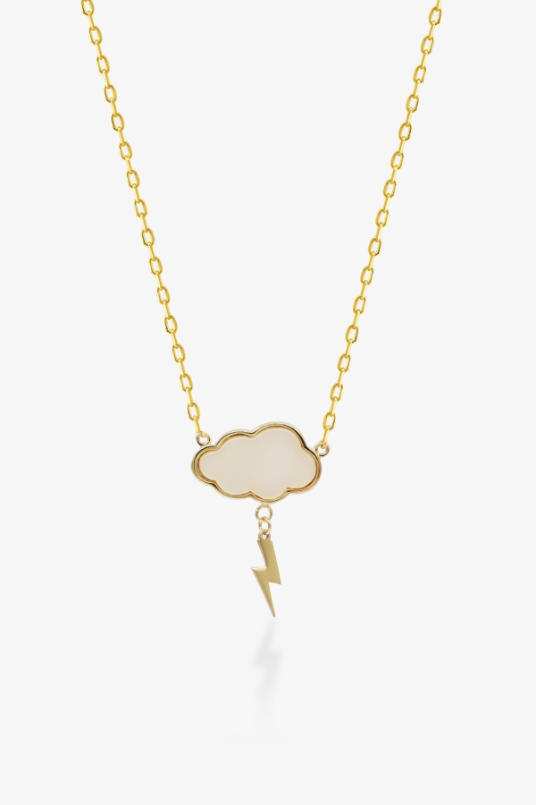 Gold Şimşekli Bulut Altın Sedef Kolye