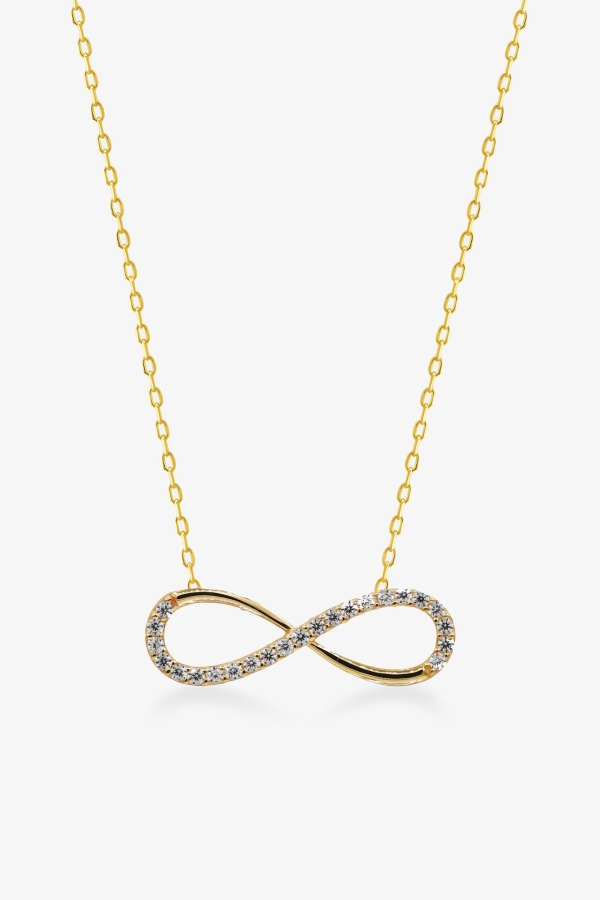 Gold Taşlı Sonsuzluk Altın Kolye