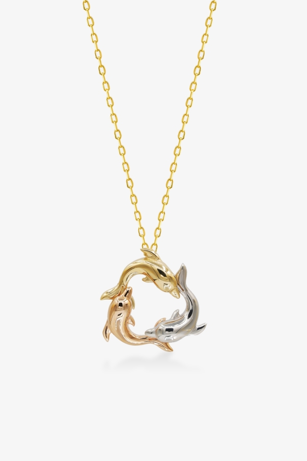 Gold Yunus Balığı Altın Kolye