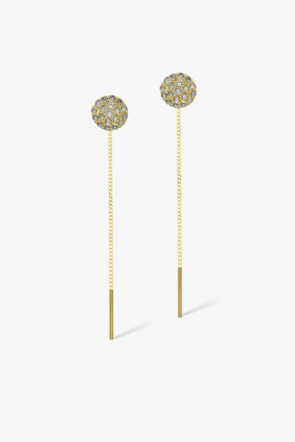 Gold Taşlı Yuvarlak Altın Küpe