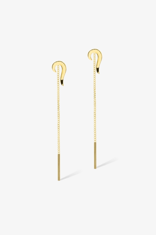 Gold Şemsiye Desenli Altın Küpe