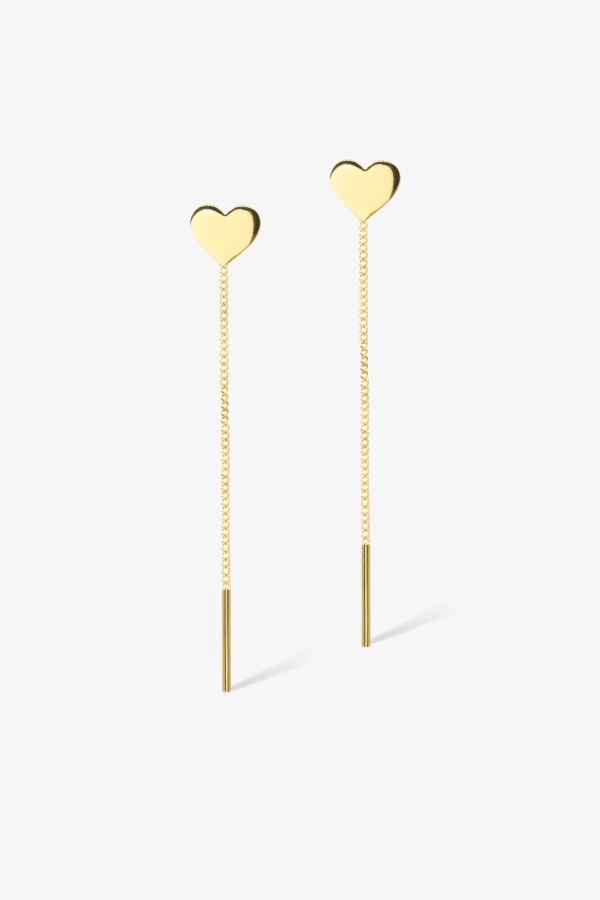 Gold Minimal Kalp Altın Küpe