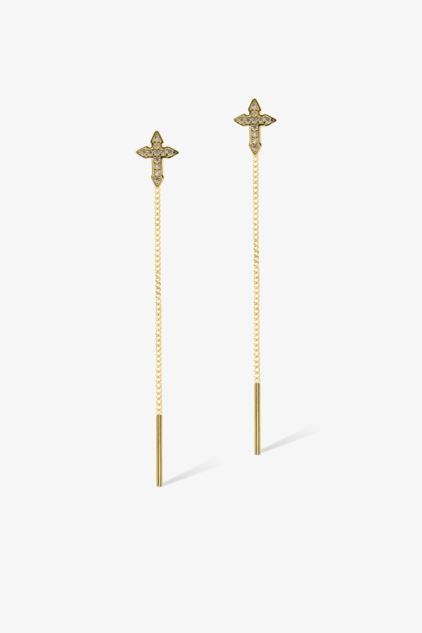 Gold Haç Altın Küpe