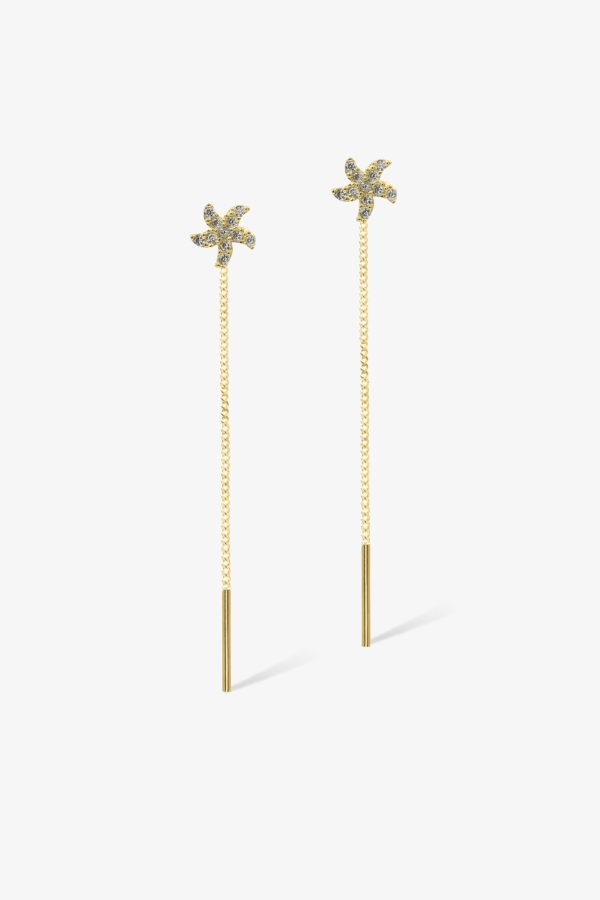 Gold Rüzgar Gülü Altın Küpe