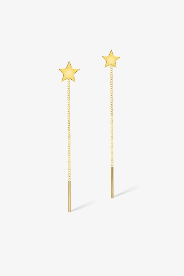 Gold Minimal Yıldız Altın Küpe