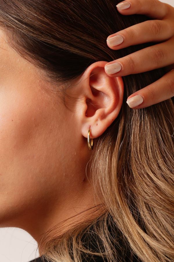 Gold Sade Kenar Altın Küpe