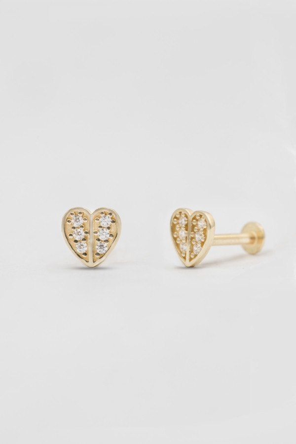 Gold Kalp Tasarımlı Tragus Piercing