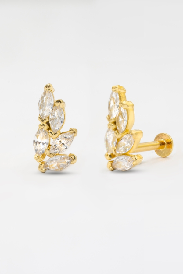 Gold Kırık Baget Tragus Piercing