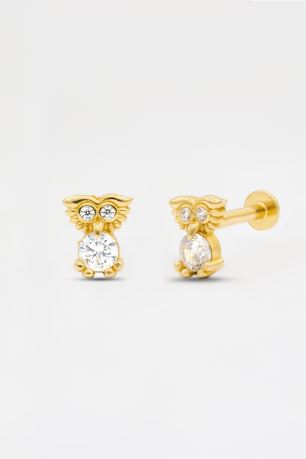 Gold Mini Baykuş Tragus Piercing