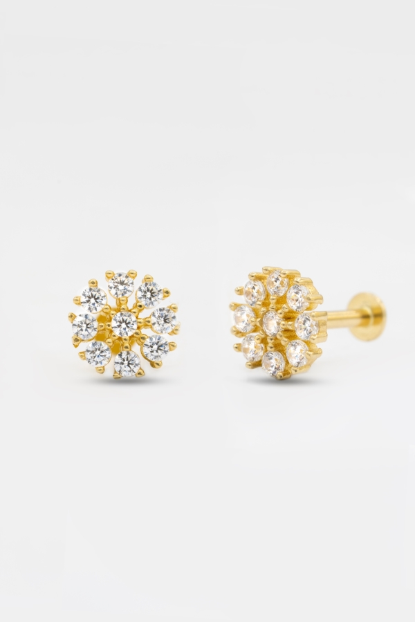 Gold Oval Taşlı Tragus Piercing