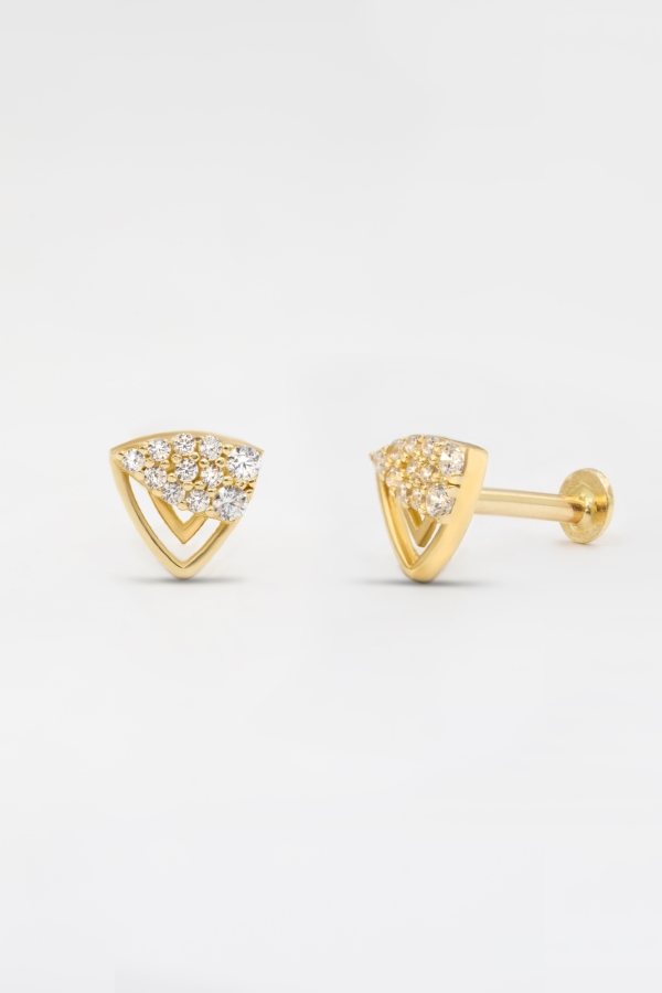 Gold Üçgen Taşlı Tragus Piercing