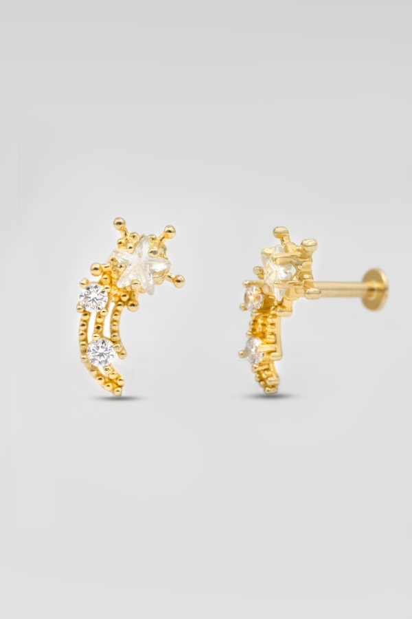 Gold Yıldız Taşlı Tragus Piercing