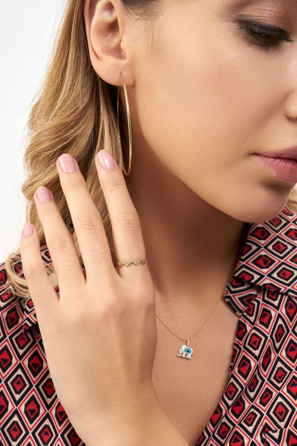 Gold Kraliçe Taç Desenli Altın Yüzük