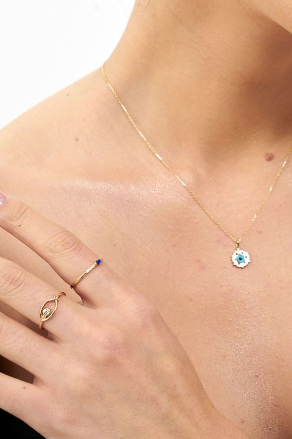 Gold Taşlı Balık Desenli Altın Yüzük